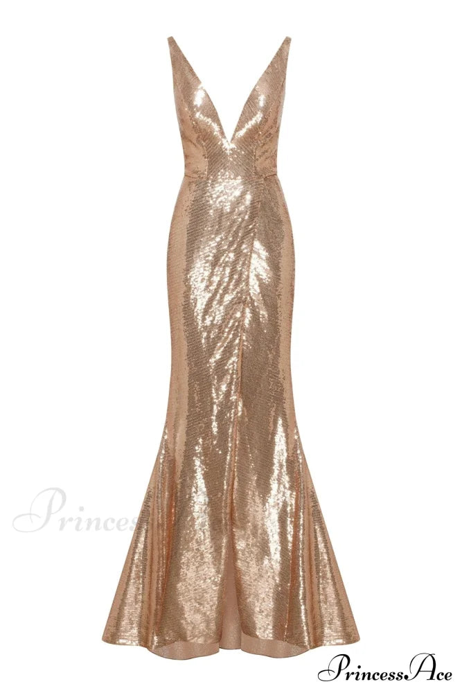 Jaw-dropping sequined lace maxi dress and gloves set - Milla