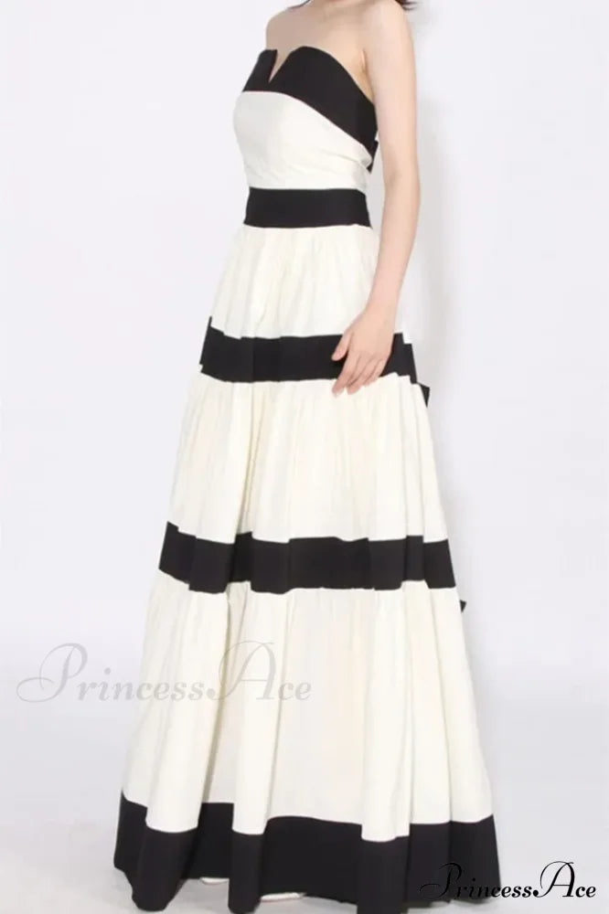 Karen Colorblock Stylish Bowknot Maxi Dress
