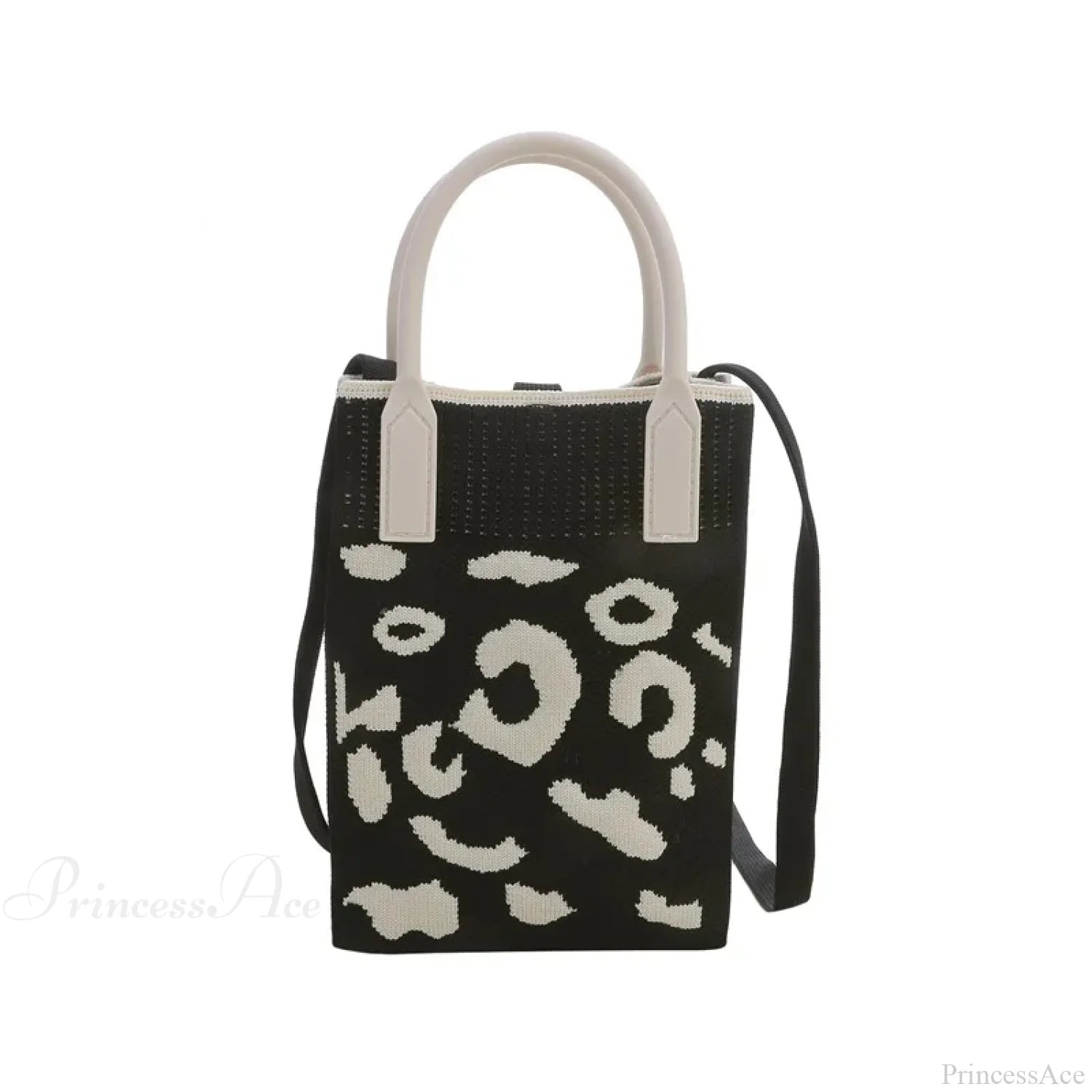 Knitted Mobile Phone Mini Fashion Crossbody Handbag Black handbag-250126