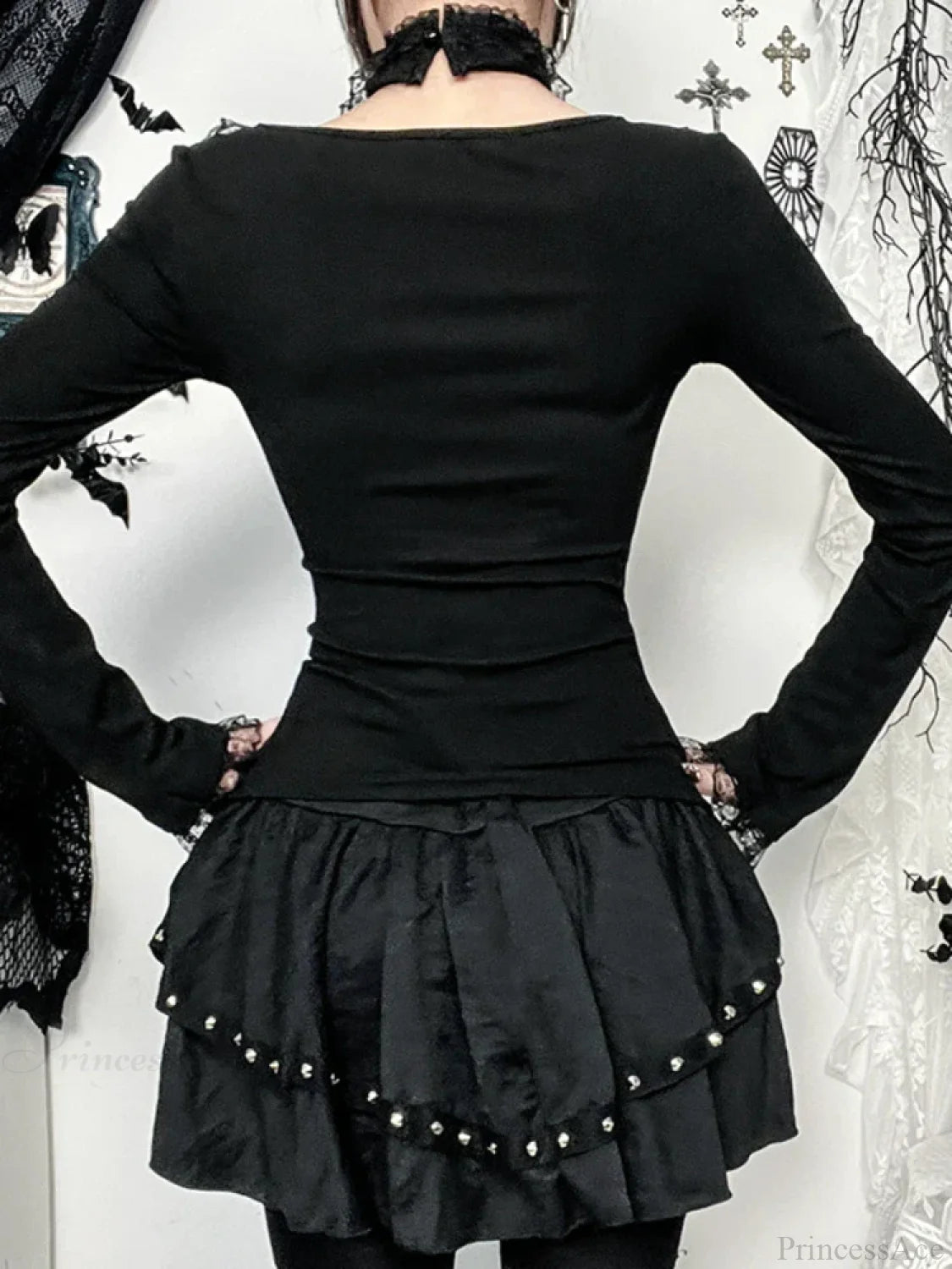 Lace Square Collar Knit Top