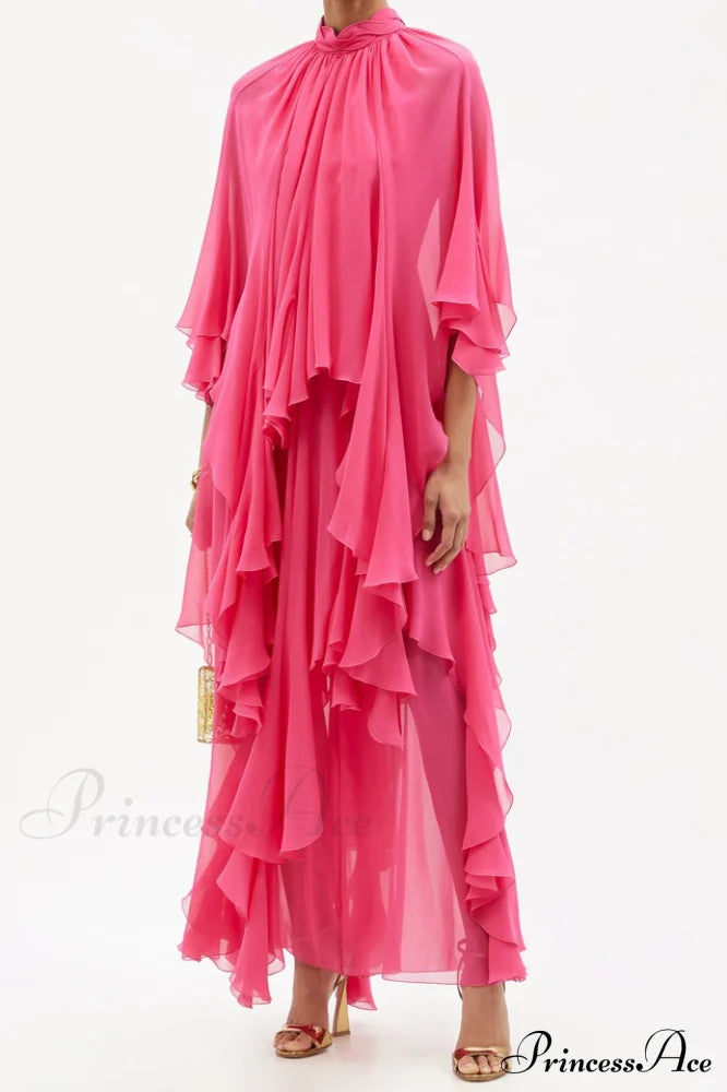 Layered Elegant Silk-Georgette Gown