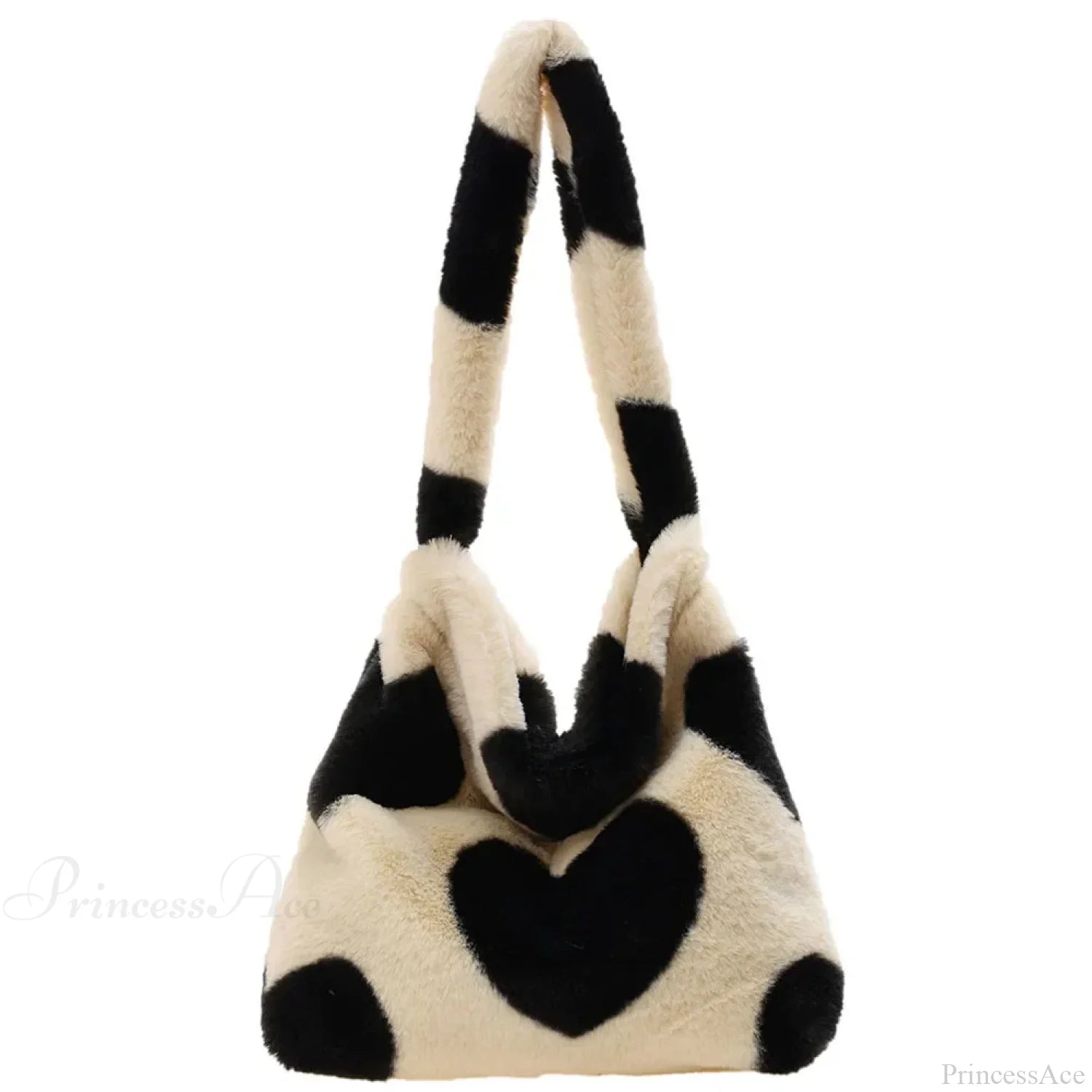 Leopard Love Heart Pattern Underarm Shoulder Bag White peach heart shoulder-250126