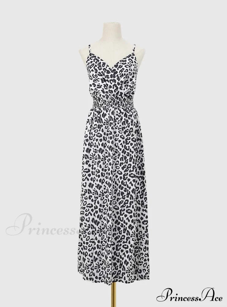 Leopard Print Summer Sling Dress M / Yellow Dresses