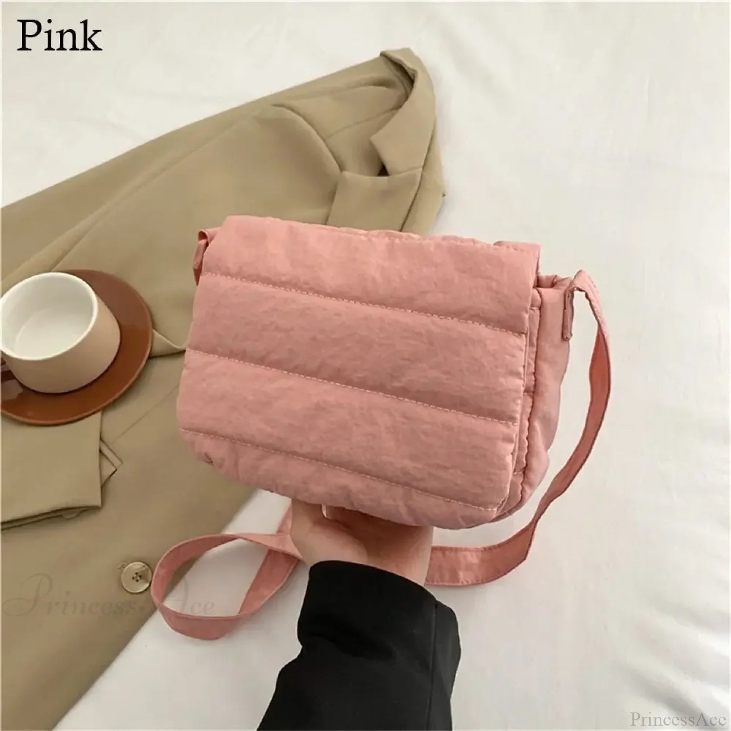 Lightweight Solid Color Cotton Casual Crossbody Pink crossbody-250126