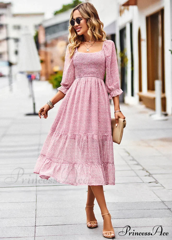 Long Gown Bohemian Neck Boxy With Sleeves L / Burgundy