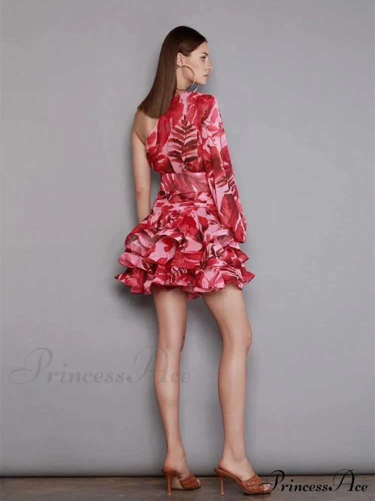 Luna Elegant Ruffle Dress Print / M