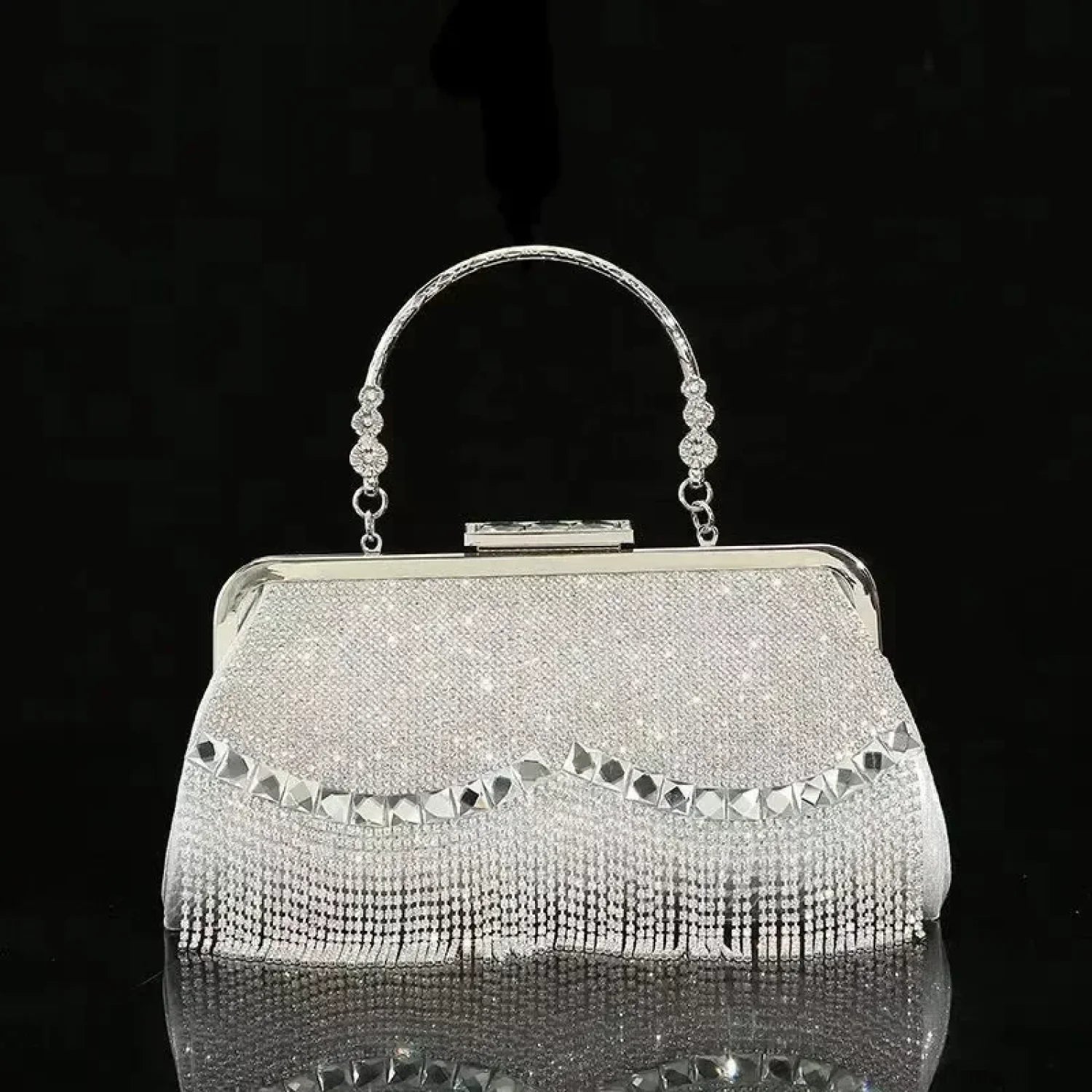 Luxury Diamond Party Evening Wedding Clutch Bag Silver clutchbag-250126