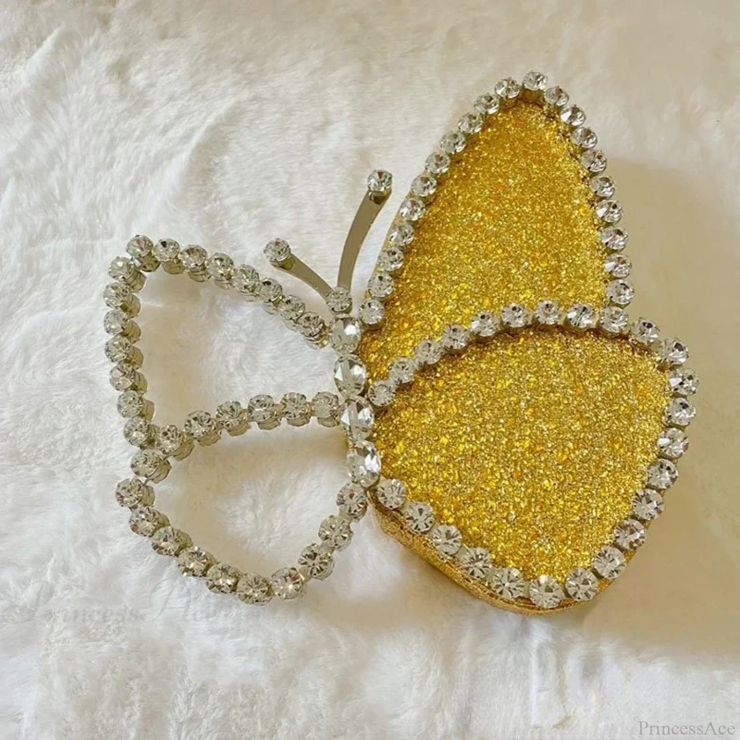 Luxury Diamonds Butterfly Party Evening Clutch Bag Yellow / 23cm 13.5cm clutchbag-250126