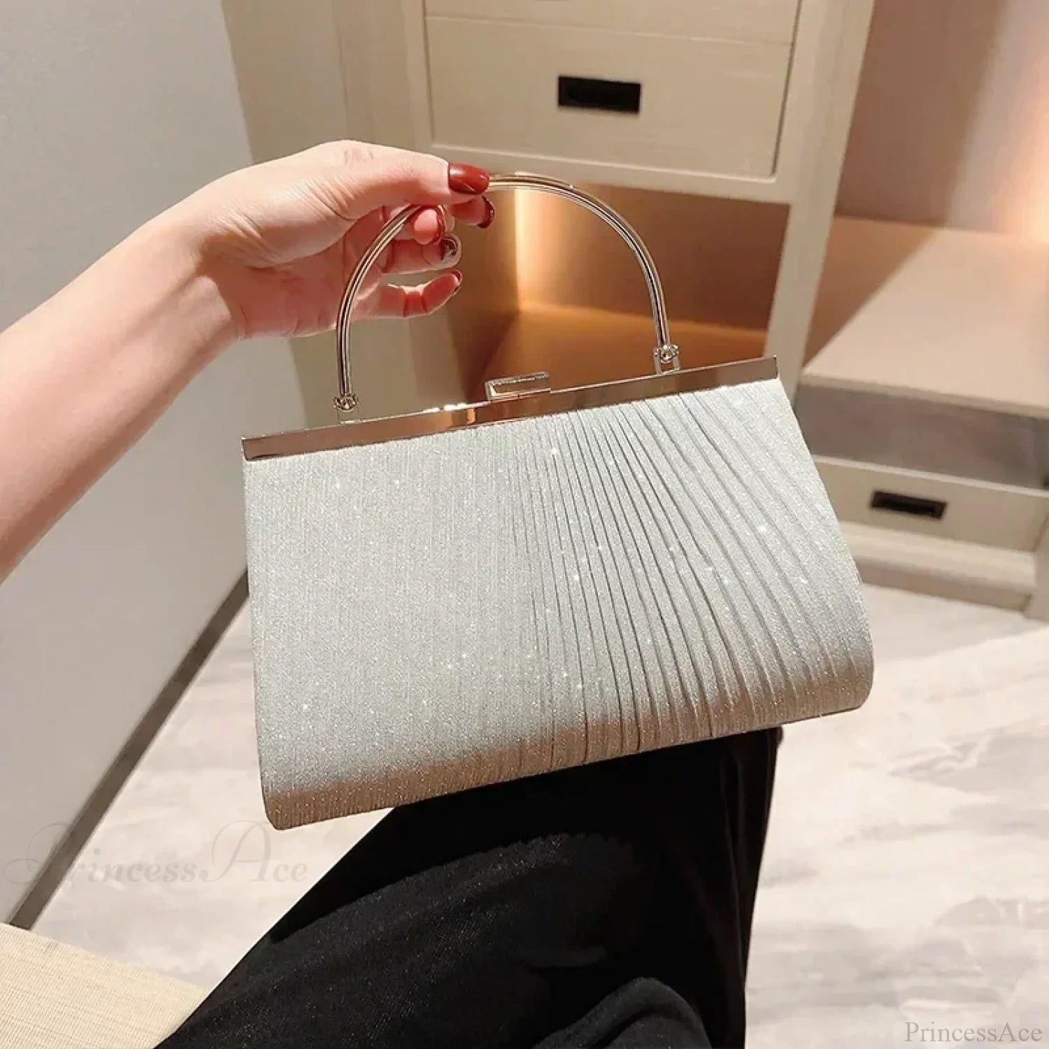 Luxury Moon Apricot Clutch Wristlet Silver wristlet-250126