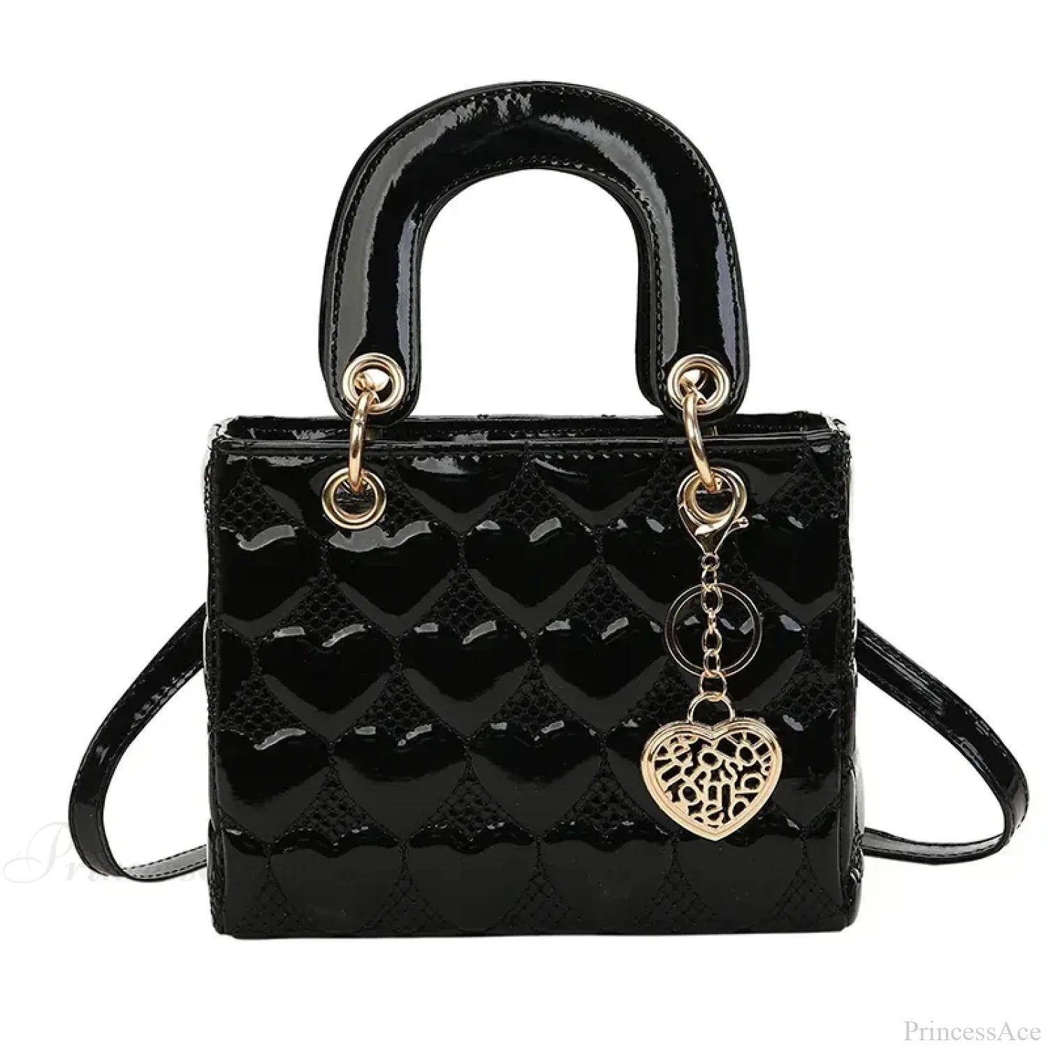 Luxury Quilted Square Handle Crossbody Handbag Black handbag-250126