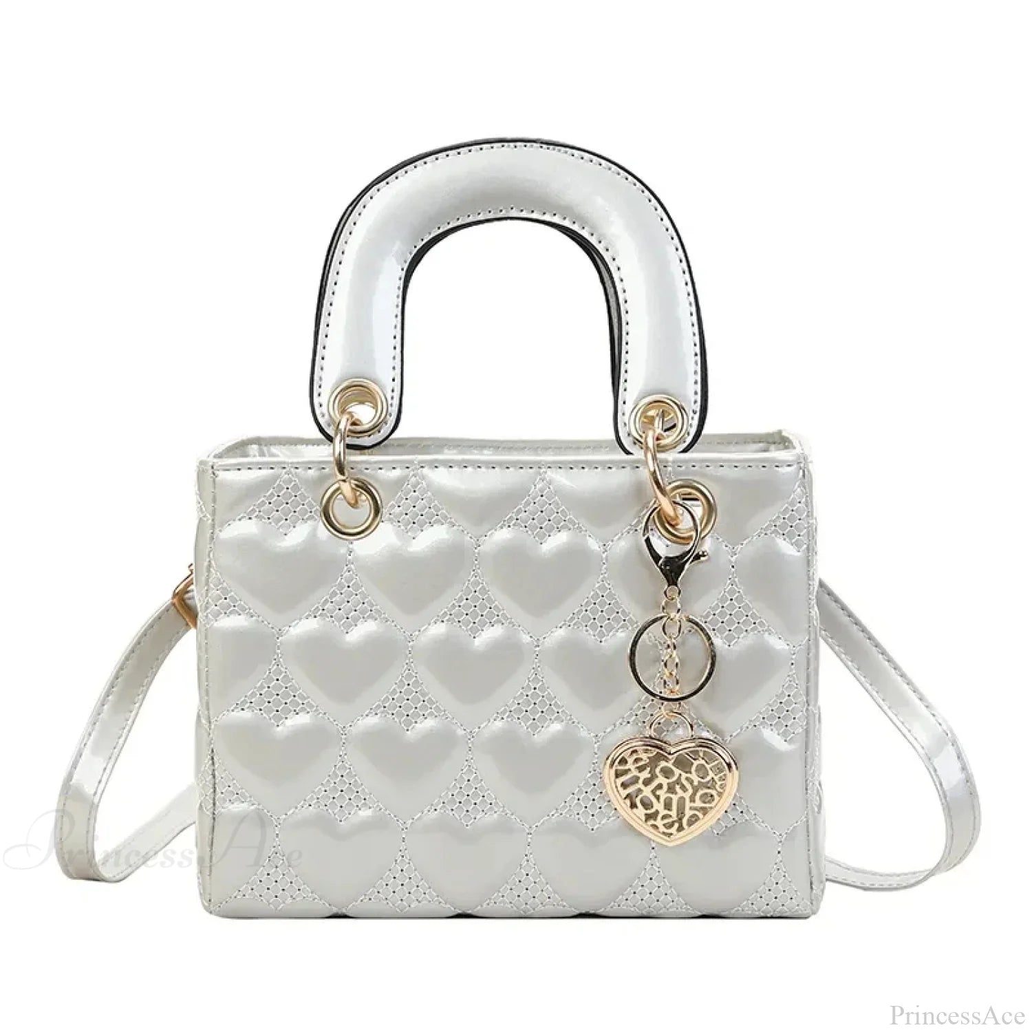 Luxury Quilted Square Handle Crossbody Handbag Silver handbag-250126