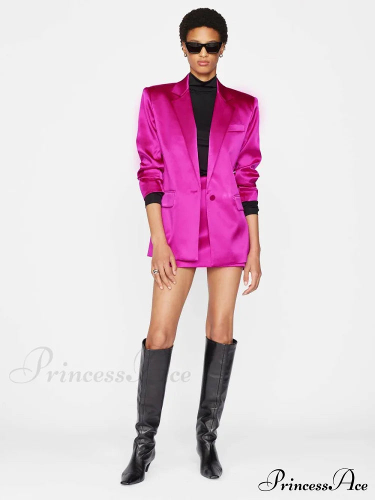 Magenta Blazer Stylish And Pants Set