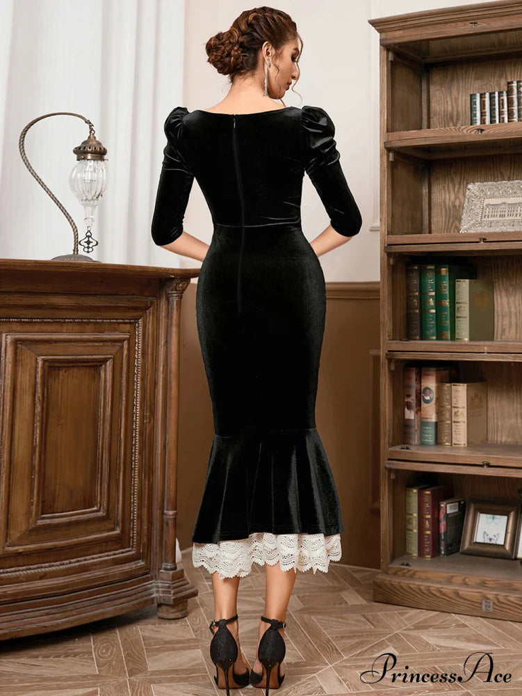 Margot Formal Stylish Ruffled Velvet Dress S.o. Long Dresses