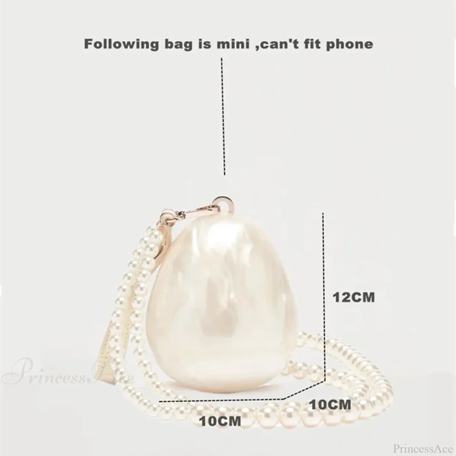 Mini Acrylic Egg Bag Beaded Strap Evening Clutch Bag Beige / mini clutchbag-250126