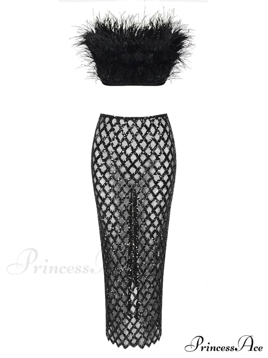 Monaco Feather Stylish Set Black Black / Xs