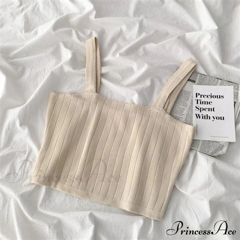 Multi-Color Solid Basic Knitting Tops Apricot / One Size