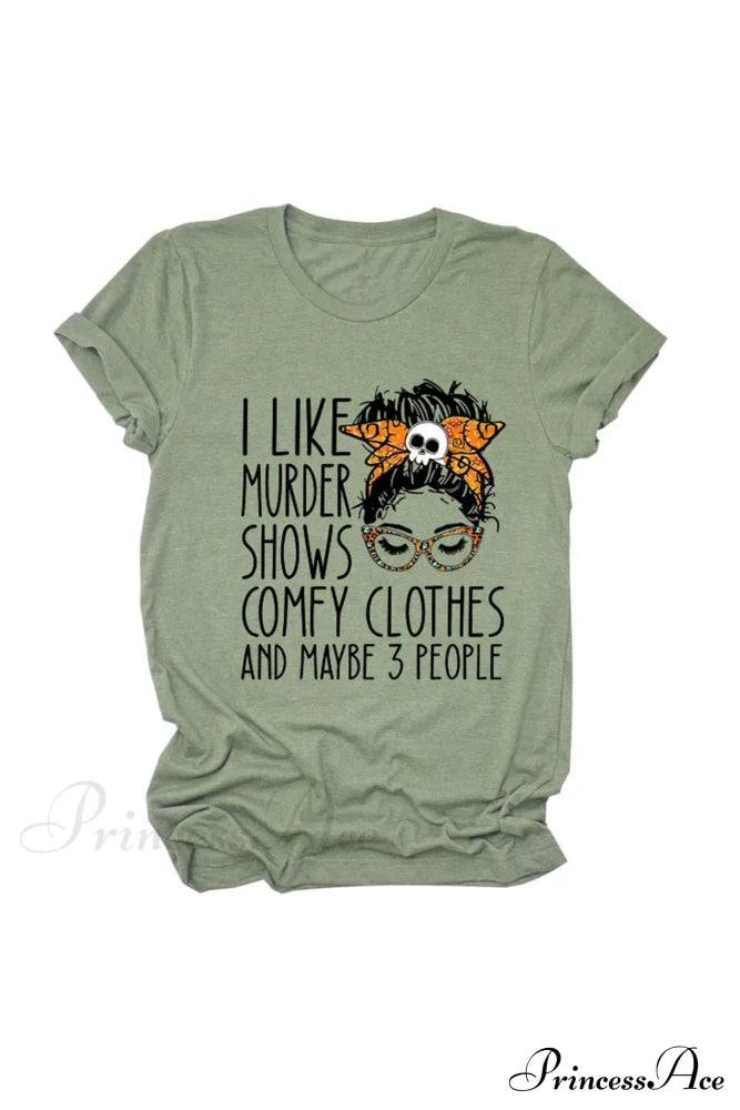 Murder Shows Graphic T-Shirt Light Green / S Tees