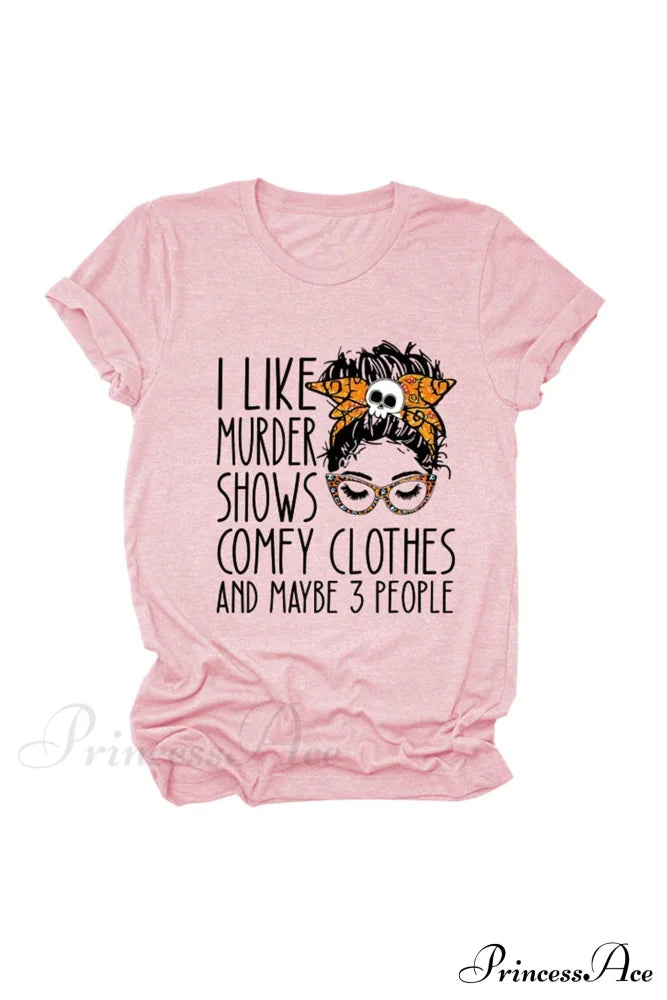 Murder Shows Graphic T-Shirt Pink / S Tees