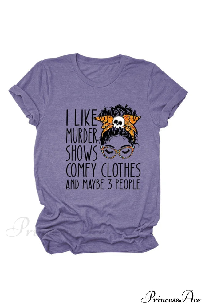 Murder Shows Graphic T-Shirt Purple / S Tees