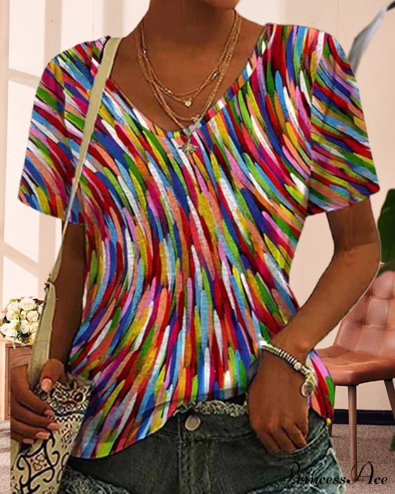 Neck Design Round Colorful T-Shirt T-Shirts