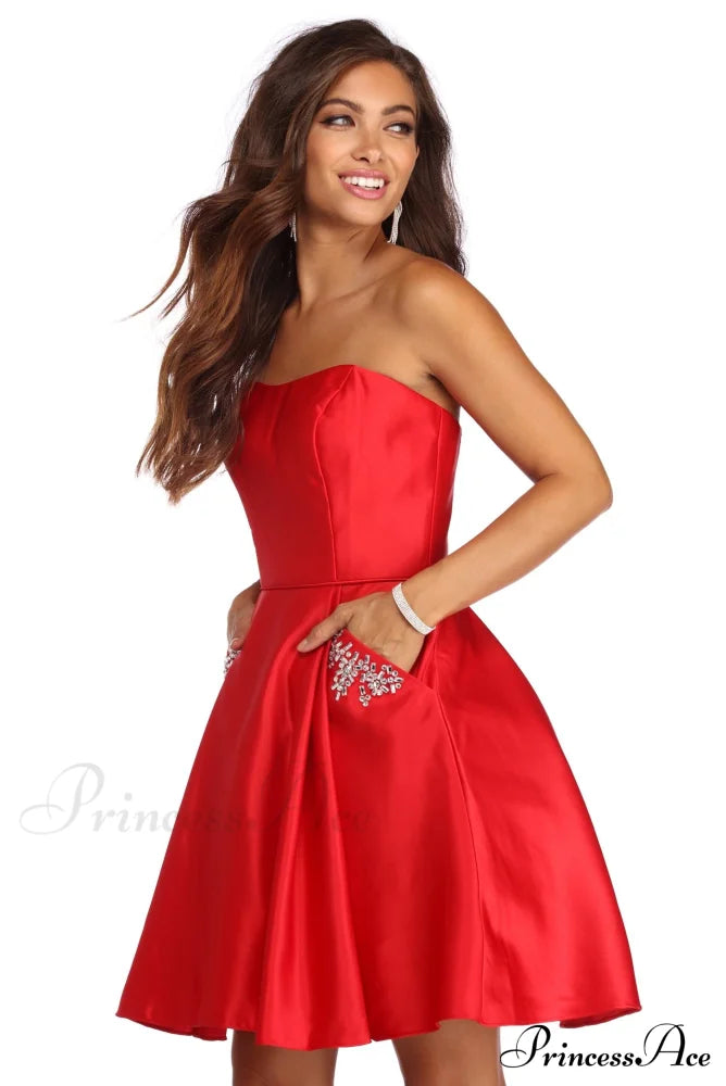 Noelle Formal Satin Party Dress - Lady Occasions