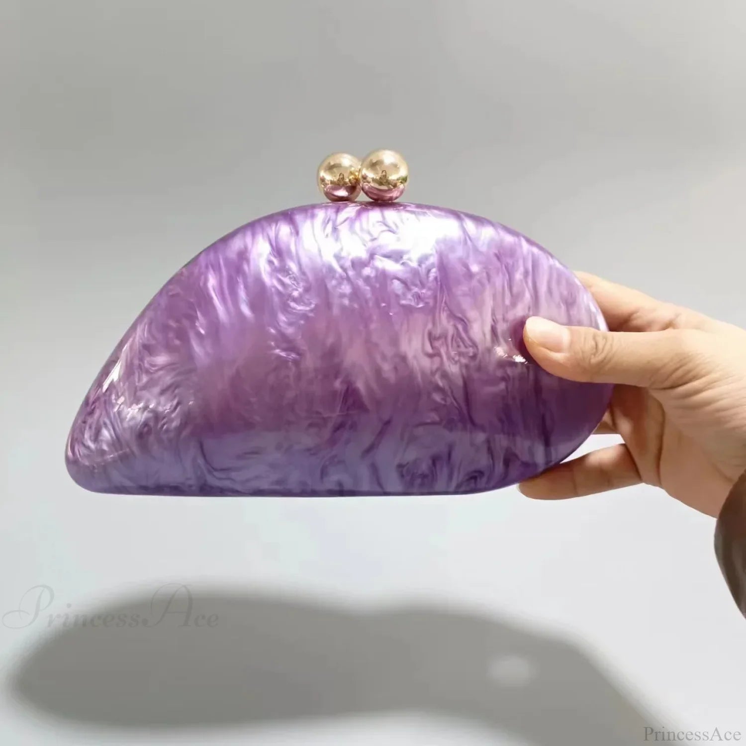 Oval Purple Shell Acrylic Clutch Bag Crossbody PURPLE clutchbag-250126