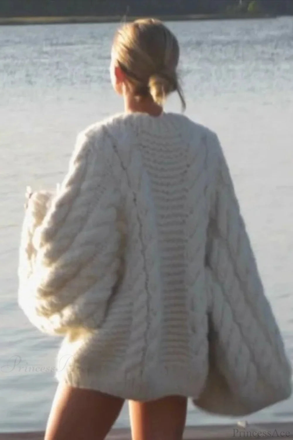 Oversized Cable Knit Crew Neck Sweater