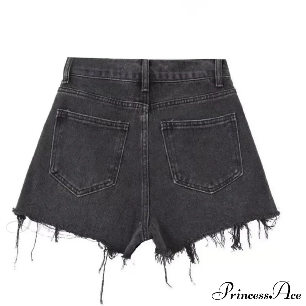 Oversized Loose And Slimming Black Summer High Waisted A-Line Hot Pants Fashion Jean