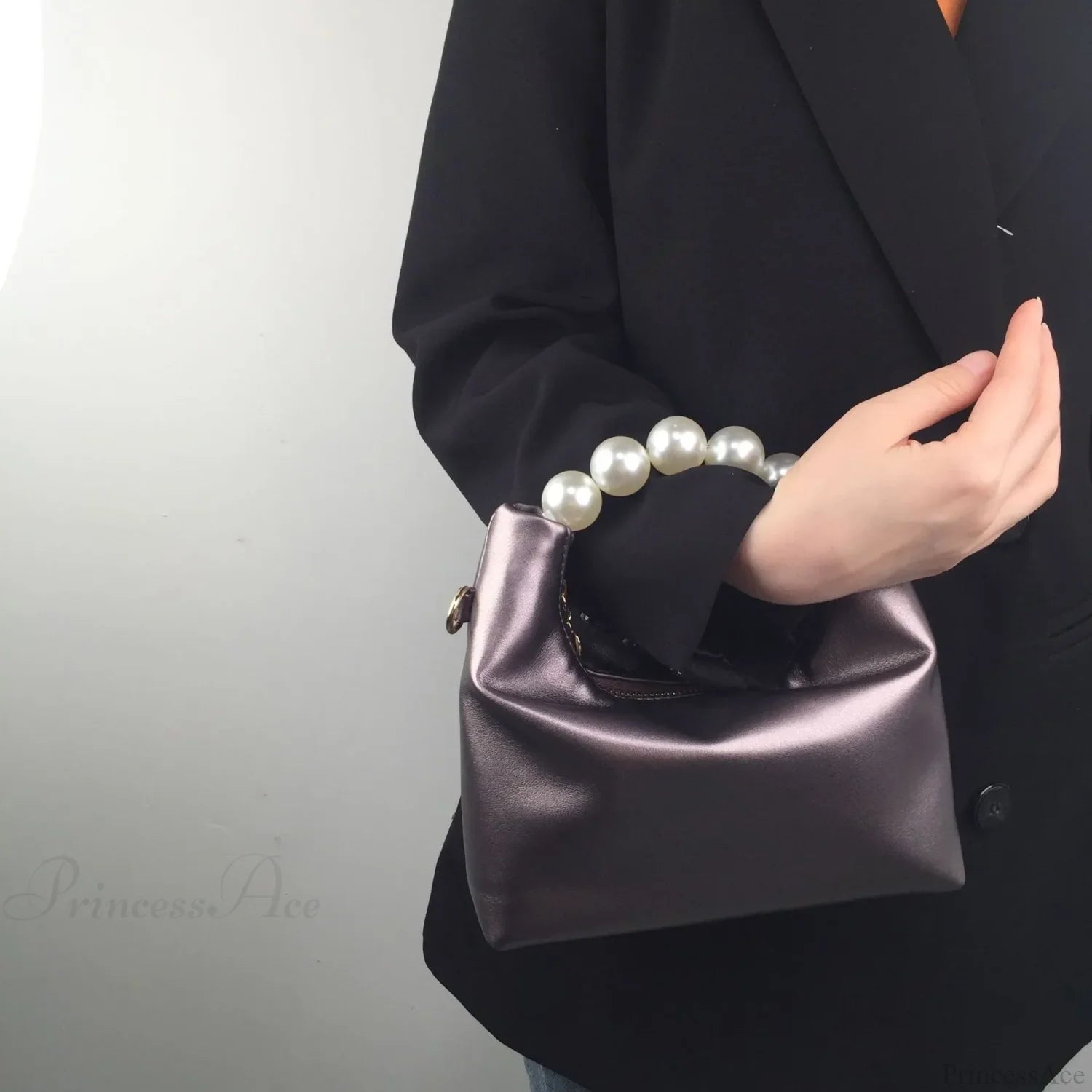 Pearl Handle Fashion Women Clutch Bag Purple clutchbag-250126