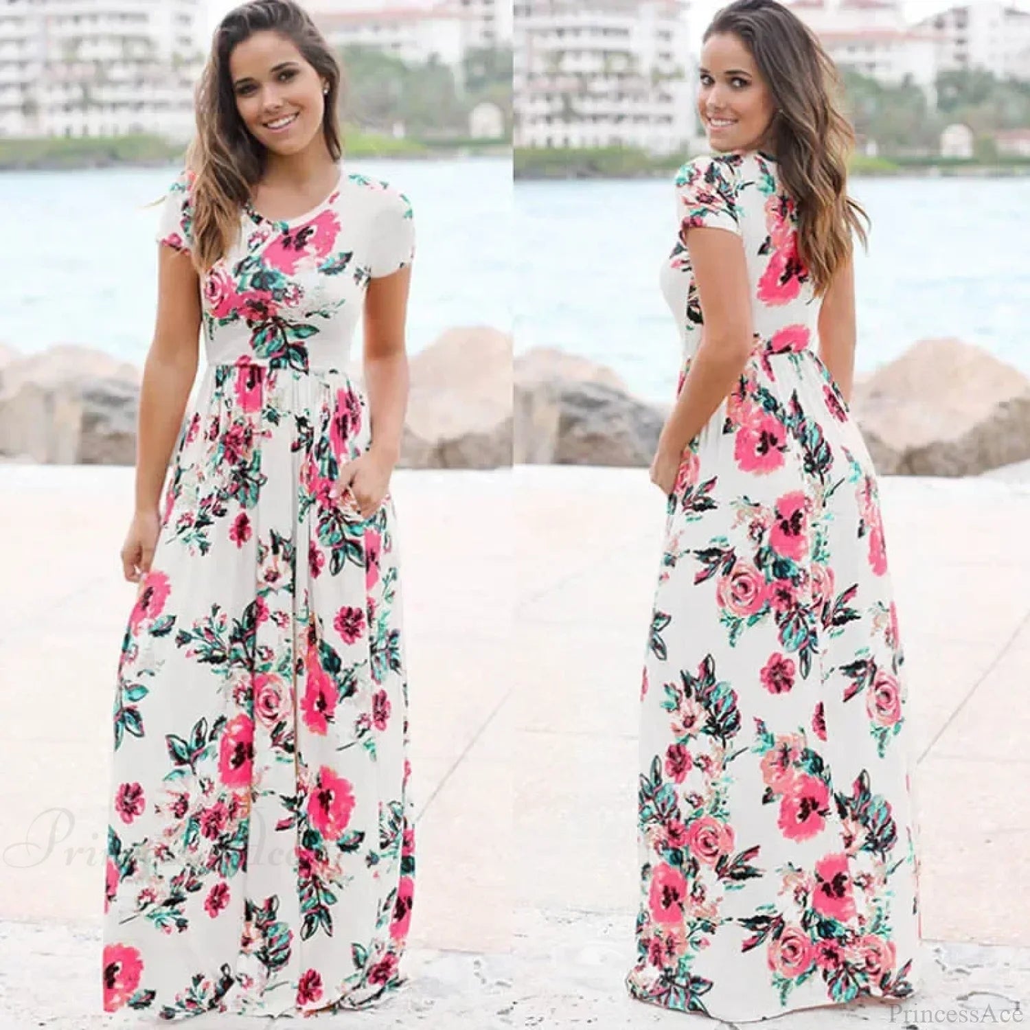 Pink Boho Floral Maxi Floral Dress White2 / S oldfloraldress-250126
