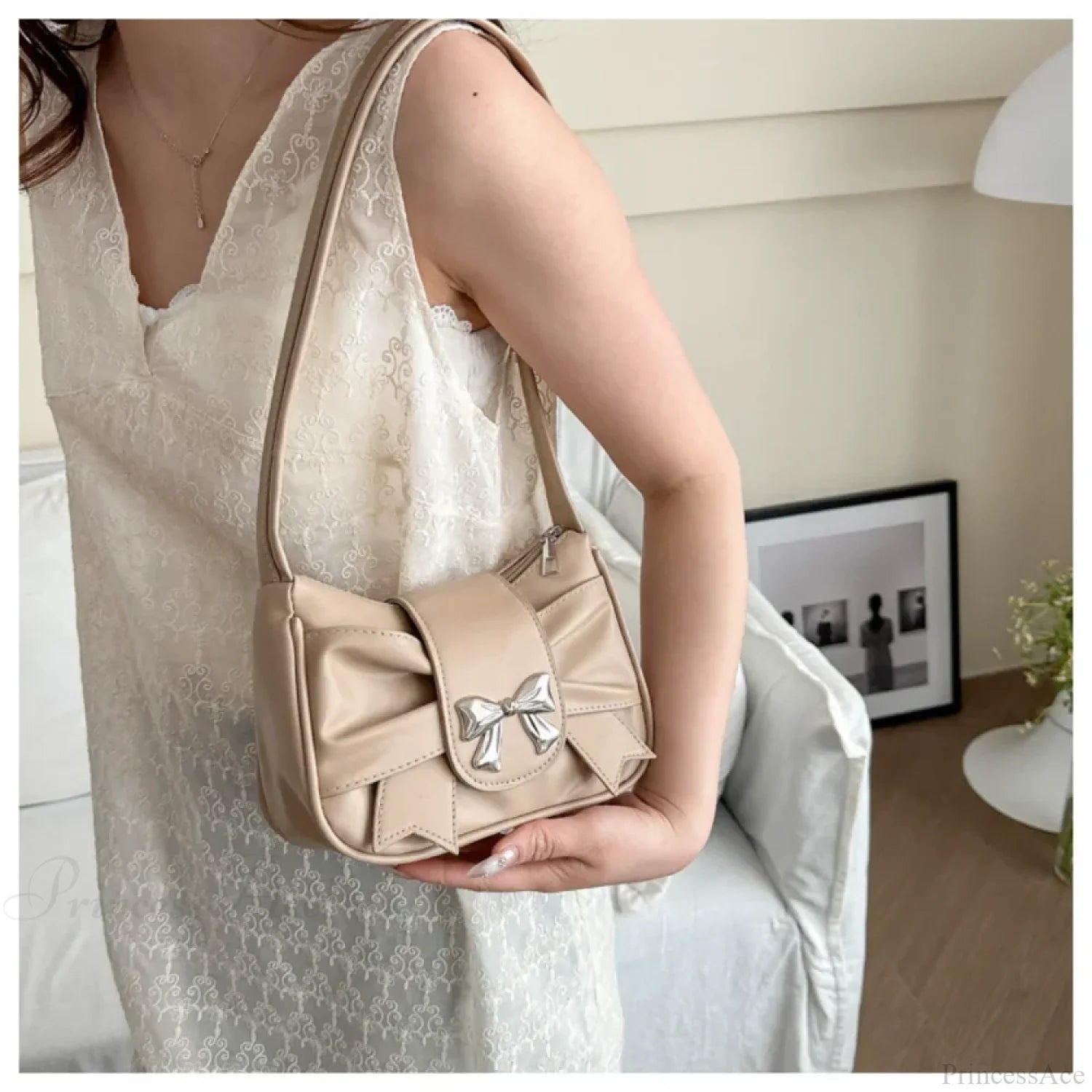 Pleated Korean Bow Shoulder Bag for Women shoulder-250126