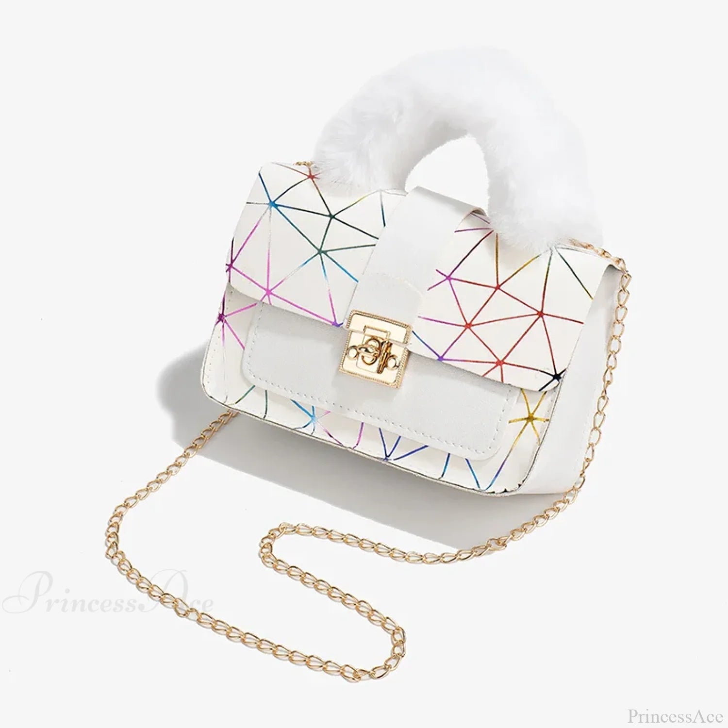 Plush Small Square Printed Messenger Handbag white2 handbag-250126