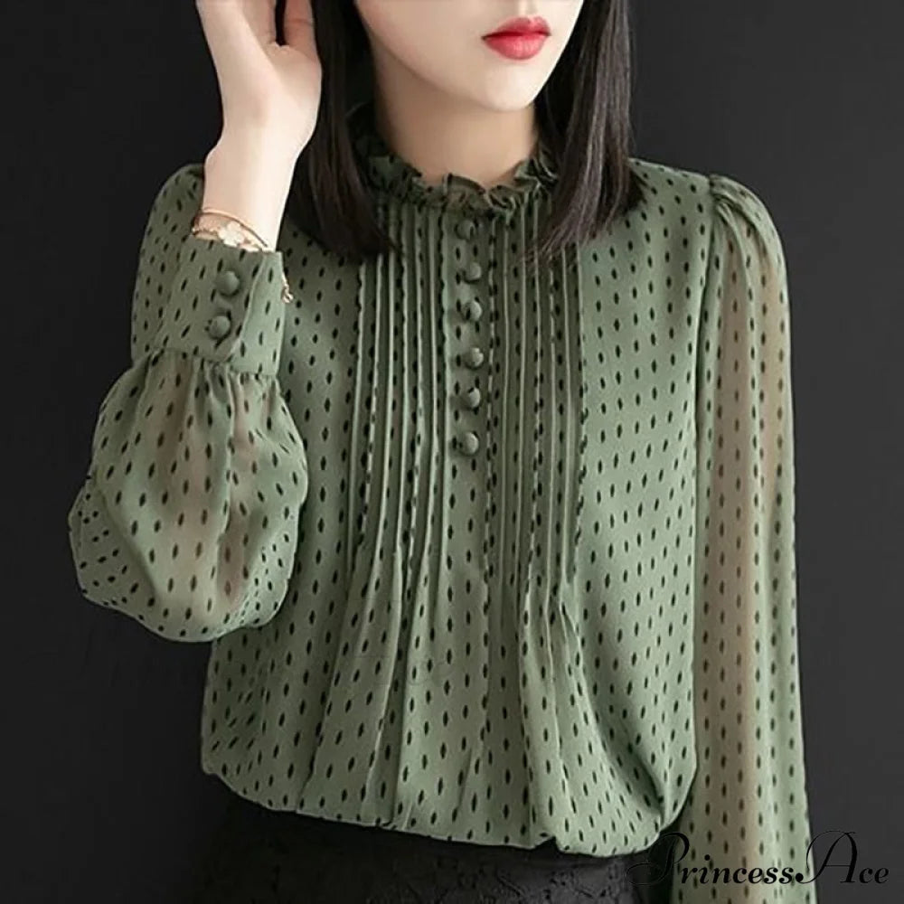 Polka Blouse Spring With Women’s Chiffon Dot Autumn Print