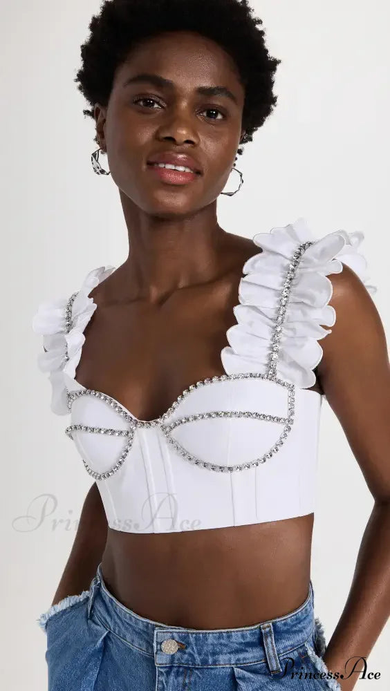 Poplin Elegant Ruffle Bustier