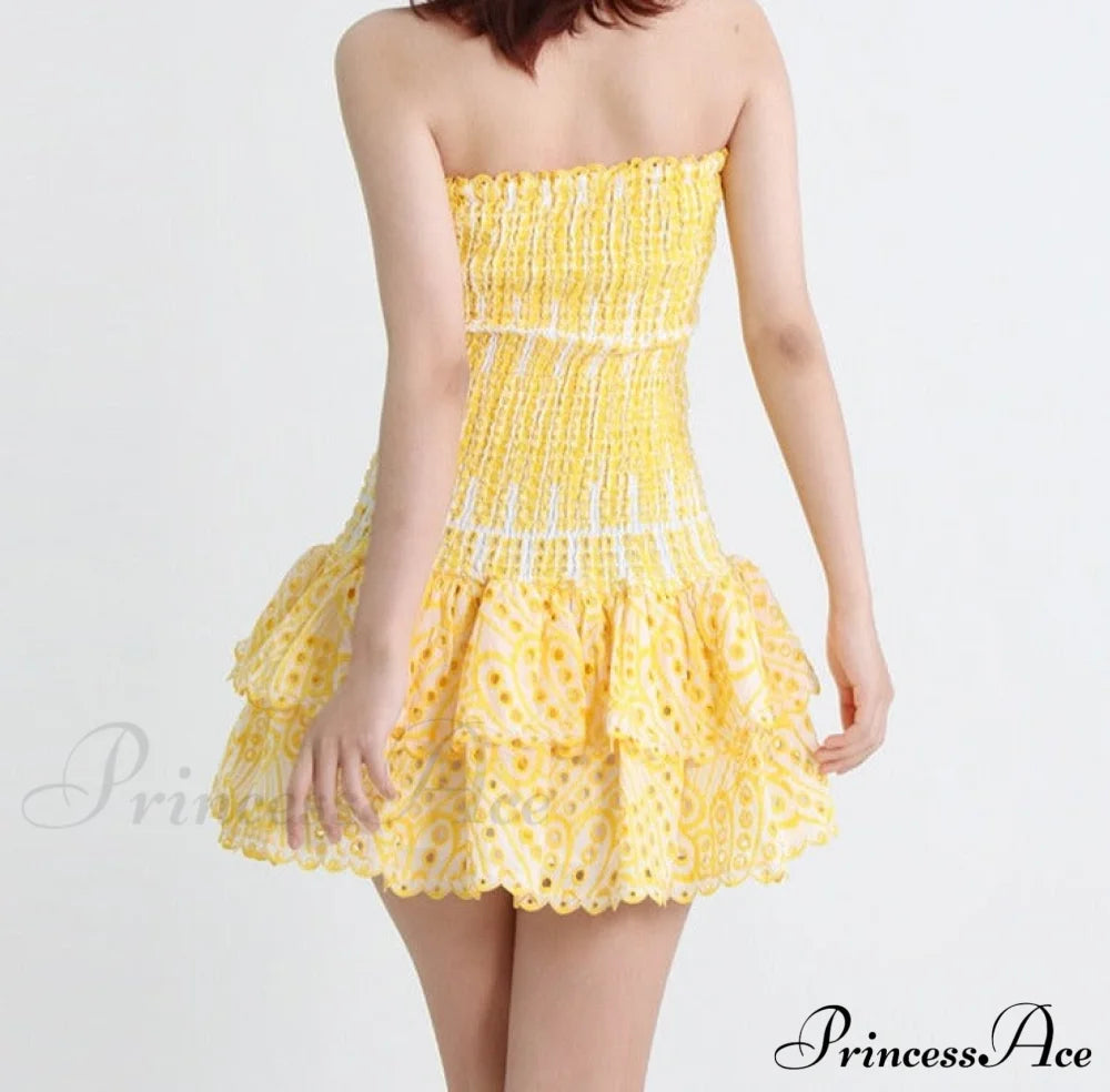 Printed Ruched Stylish Tube Mini Dress