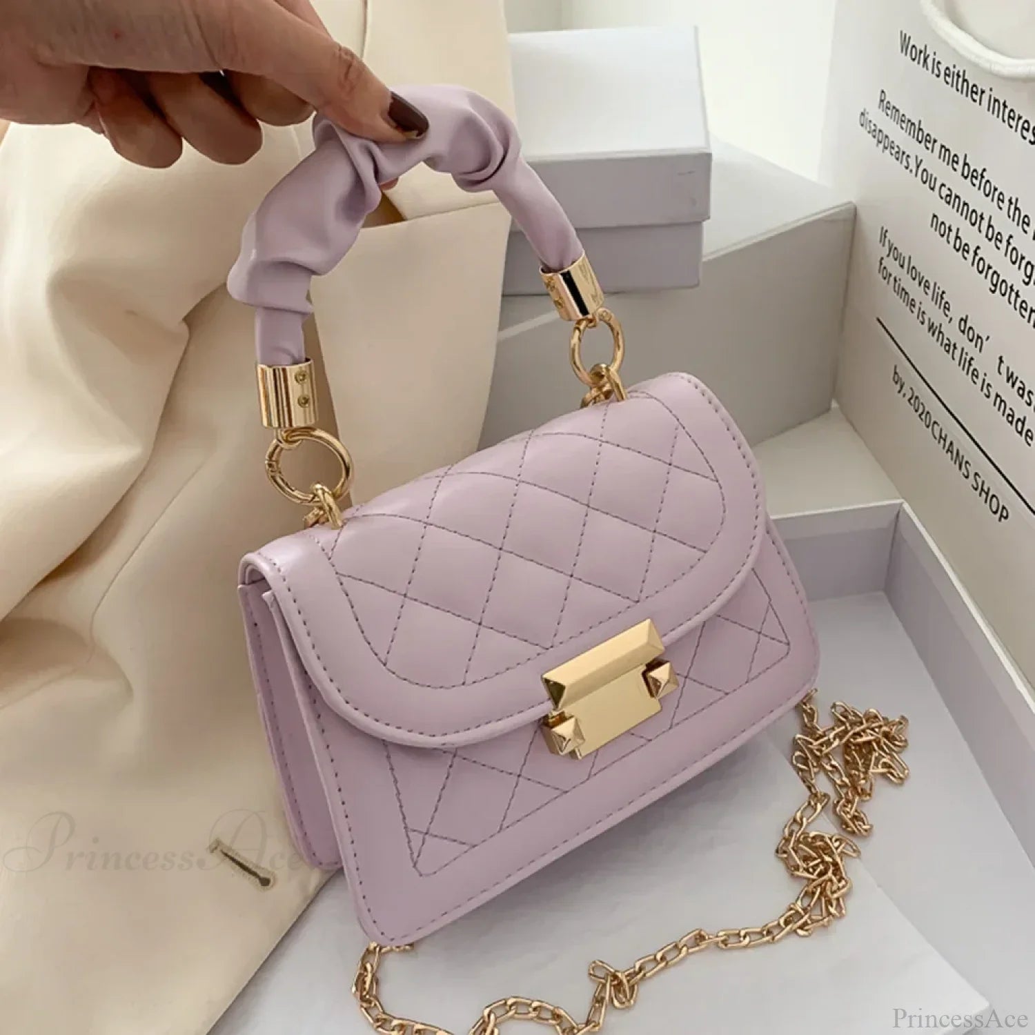 PU Leather Crossbody Lipstick Phone Storage Handbag Purple handbag-250126
