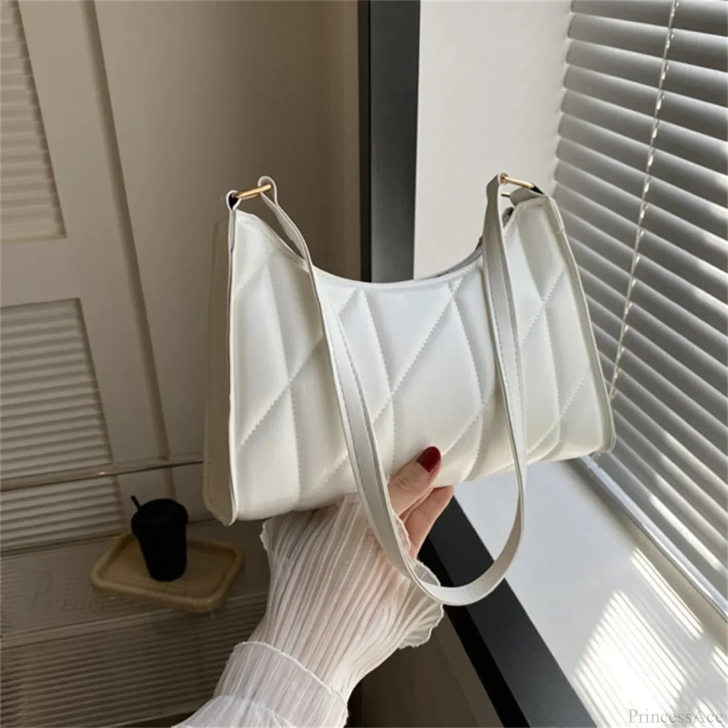 PU Leather Shoulder Messenger Bag for Women White shoulder-250126