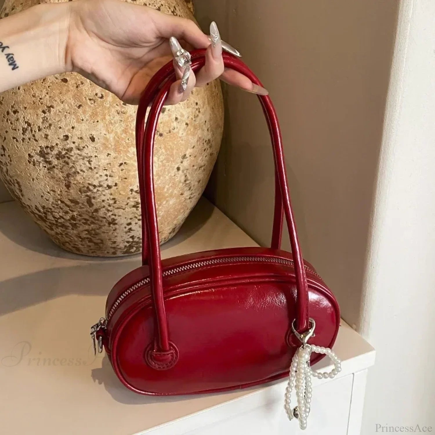 Red Casual Korean Style Underarm Shoulder Bag shoulder-250126