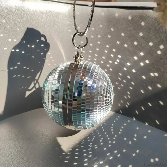 Reflective Disco Ball Party Clutch Wristlet (20cm / Silver wristlet-250126