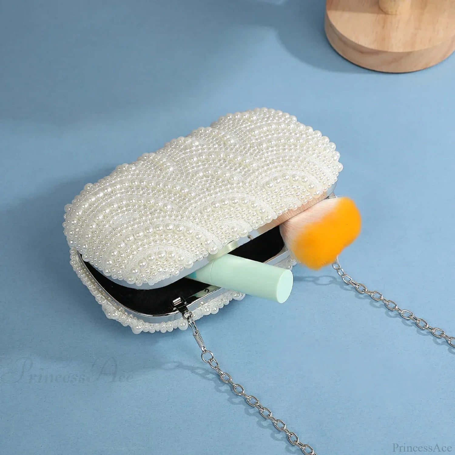 Retro Luxurious Pearl Wave Style Evening Clutch Bag WHITE clutchbag-250126