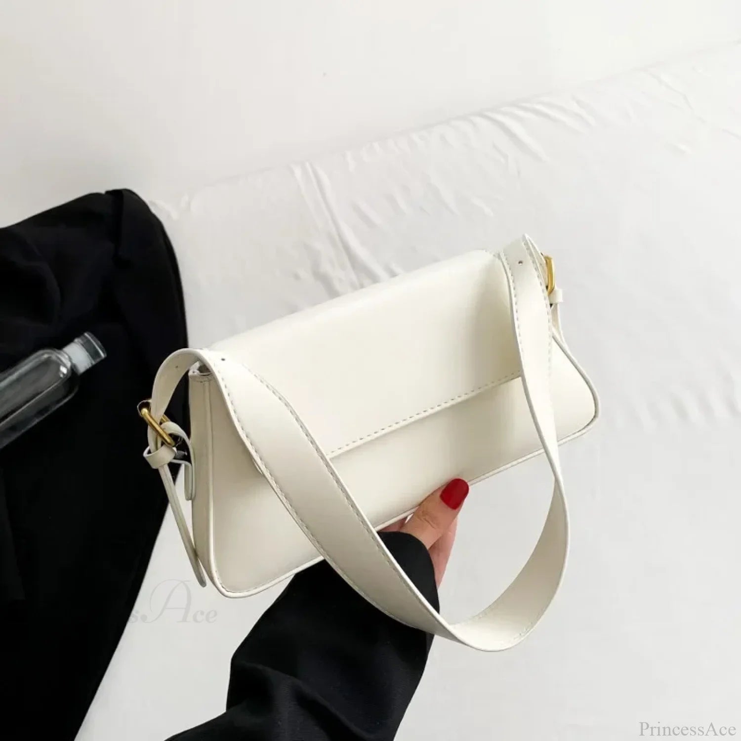 Retro Solid PU Leather Winter Shoulder Bag Beige shoulder-250126