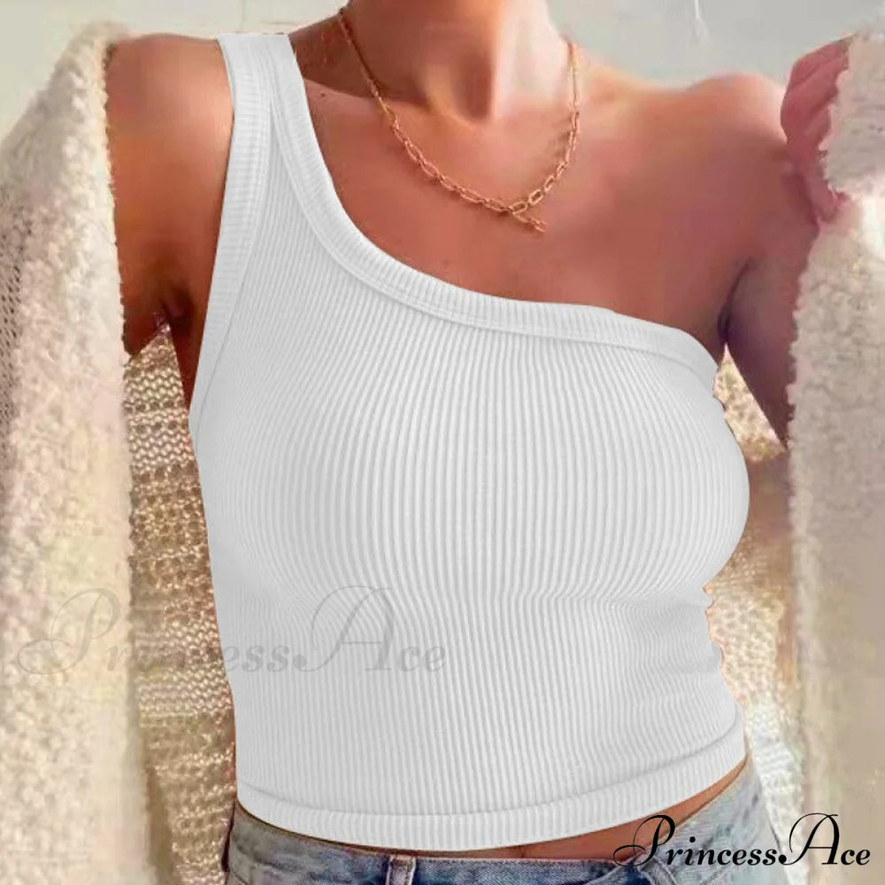 Ribbed Knitted Tank Top White / S