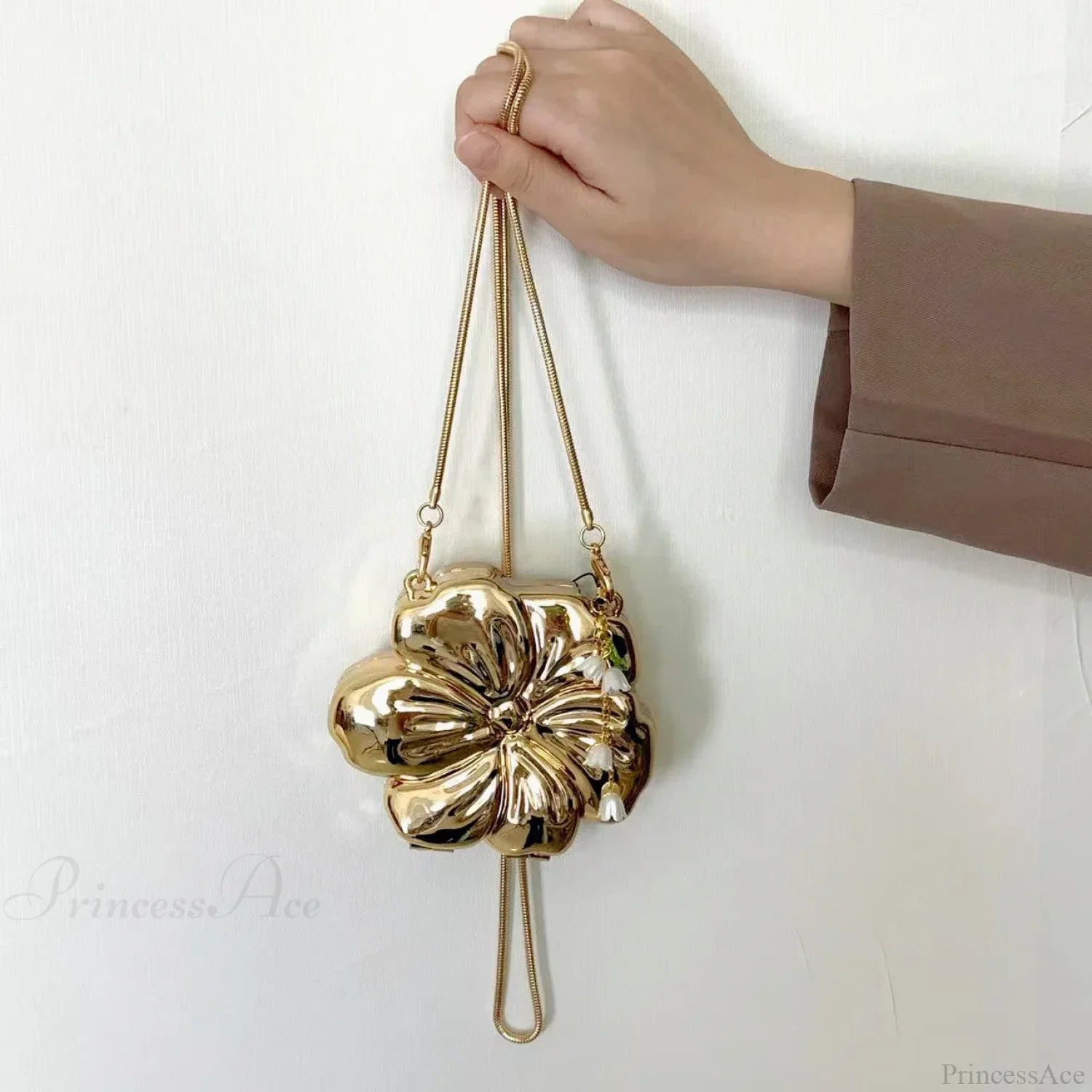 Rose Gold Floral Acrylic Clutch Bag Gold clutchbag-250126