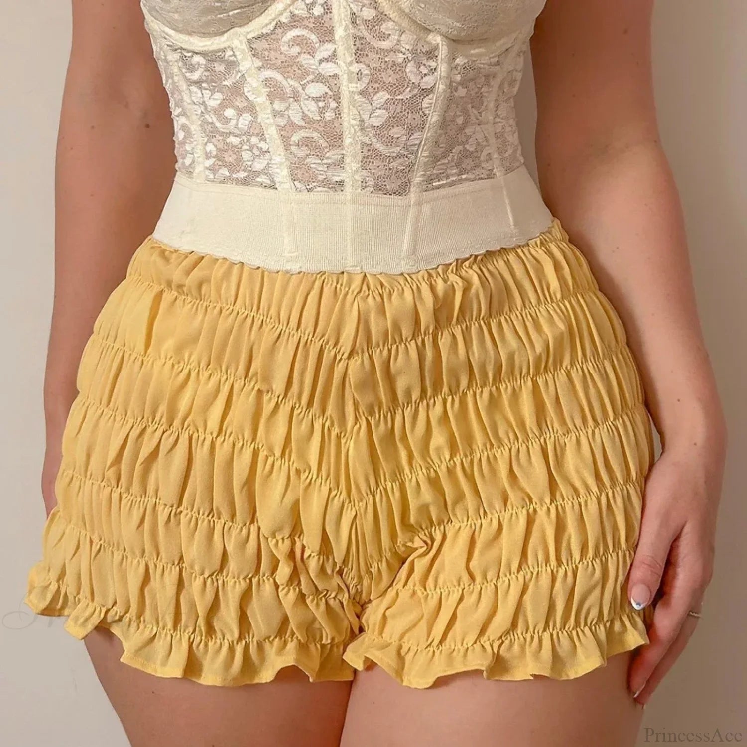 Ruched Wrap Bodycon Micro Short Yellow / S short-250223