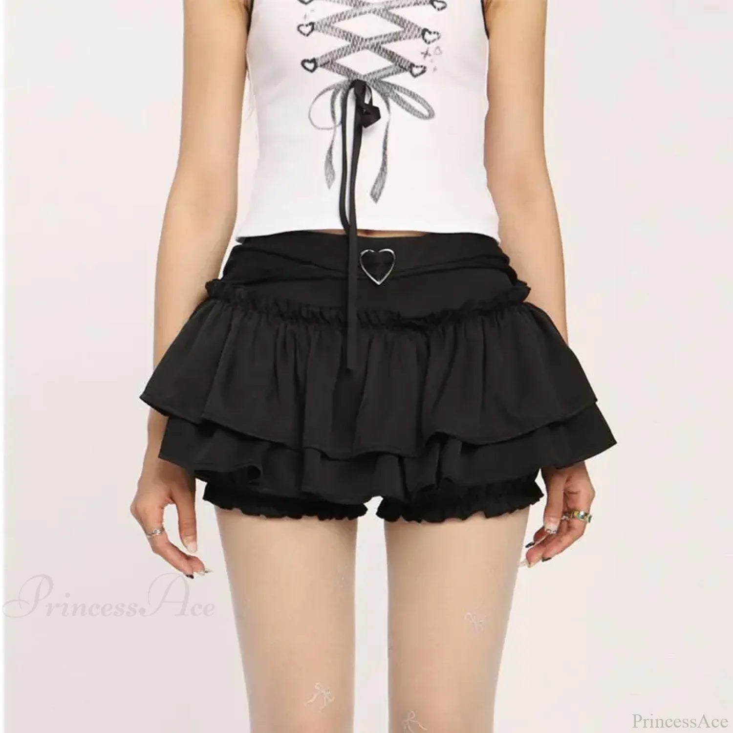 Ruffle Slim Cake Layer Skirt Black / S skirts-250223