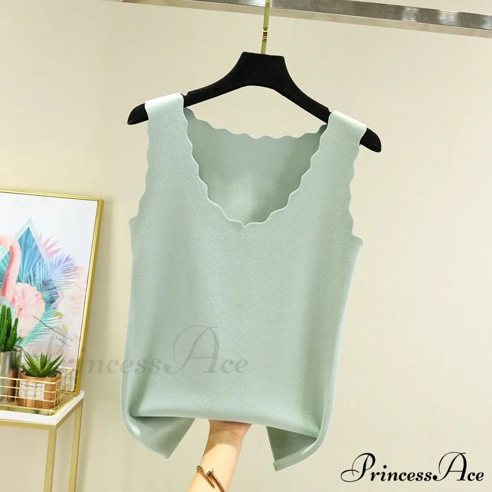 Seamless Thermal Underwear Tops Lightgreen / L