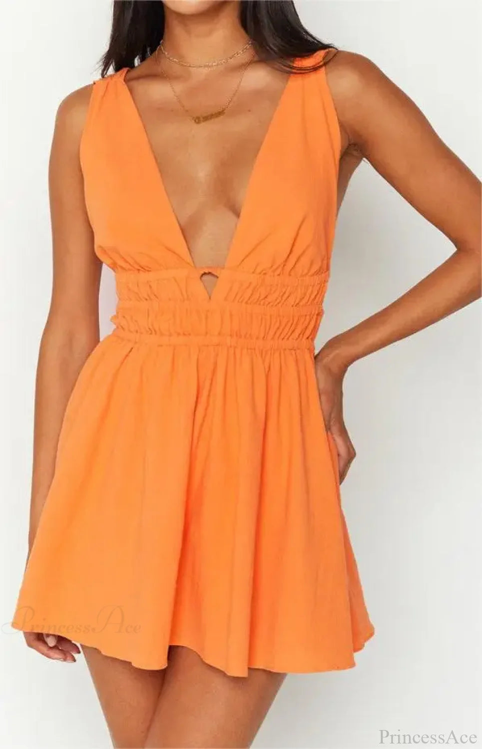 Sexy Backless V-neck Flower Print Mini Floral Dress ORANGE1 / S floraldress-250126