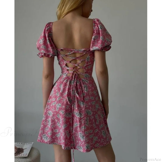 Sexy Floral Print Wrap Floral Dress oldfloraldress-250126