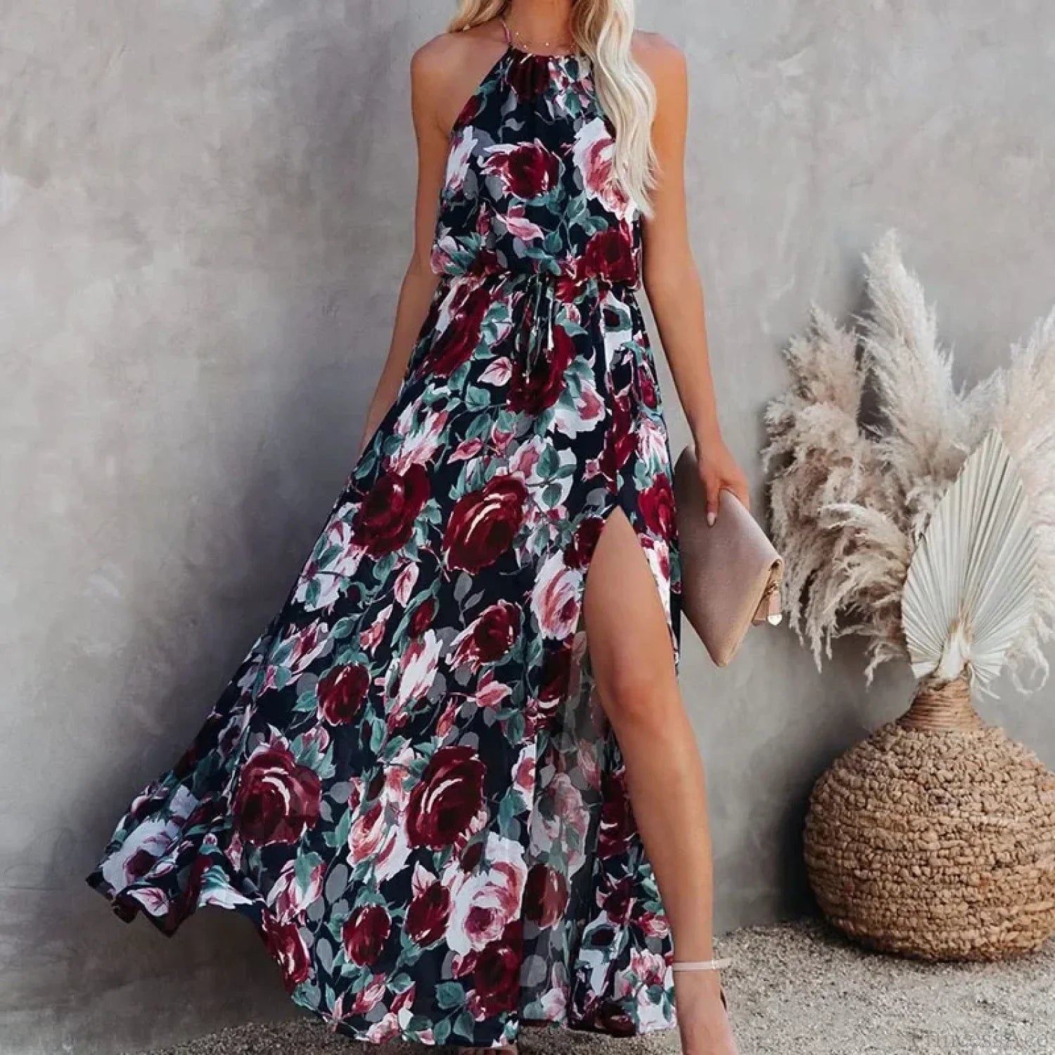 Sexy Halter Floral Party Sundress oldfloraldress-250126