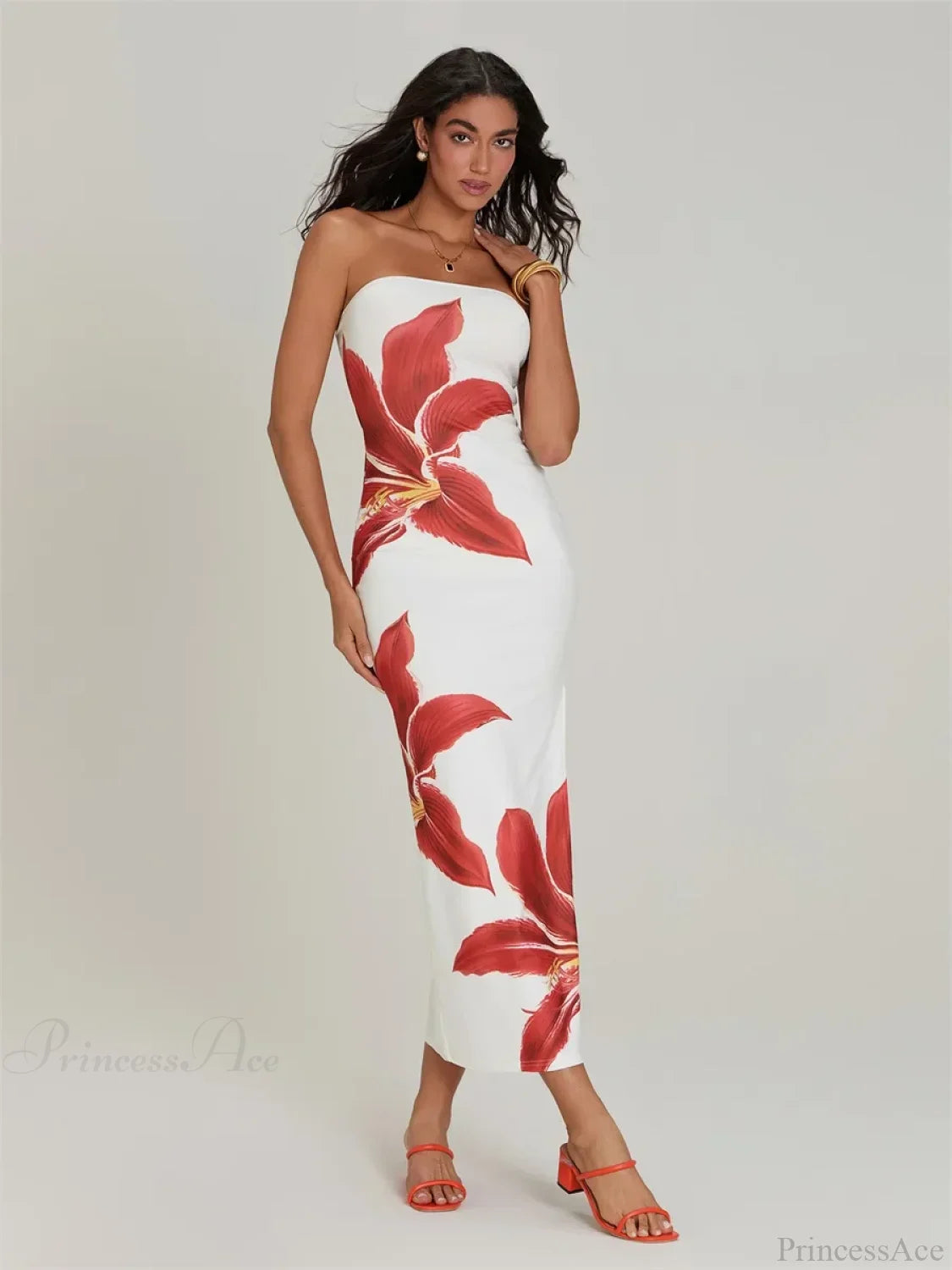 Sexy Strapless Backless Bodycon Floral Dress floraldress-250126